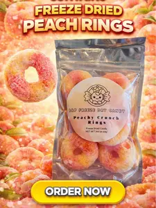Peachy Crunch Rings - Freeze dried peach rings  Snack Crunchy