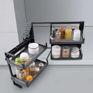 270 Degree Blind Corner Cabinet Organizer With 4 Adjustable Baskets For Kitchen Storage home essentials