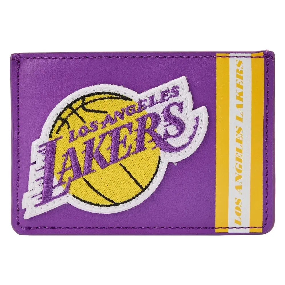 Loungefly NBA Los Angeles Lakers Patch Icons Card Holder, Officially Licensed Men's Vegan Leather Casual Wallet, Collectibles, Embroidered Patches, One Size