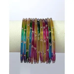 Trending Viral Glass Bangles - Colorful Glass Bangles for All Occasions 12 pcs