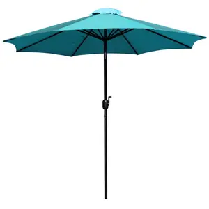 212 MAIN 9 ft. Teal Round Quick Set Patio Umbrella - 1.5 in. Dia. Aluminum Pole, 8 Ribs, Crank Open, Tilt Function, UV Shield, Weatherproof, Water-Resistant, 8-Rib Umbrellas, Uv-Blocking Umbrellas