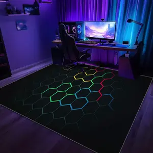 Soft Geometric Gaming Area Rug, Video Game Rug, Home Decorative Rug, Perfect for Bedroom & Game Room Decor, Trendy Home Decoration Carpet for Teens & Boys' Rooms