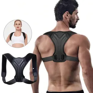 Men Women Posture Corrector Comfortable Upper Back Brace Adjustable SupportHealt hcare Black Healthcare
