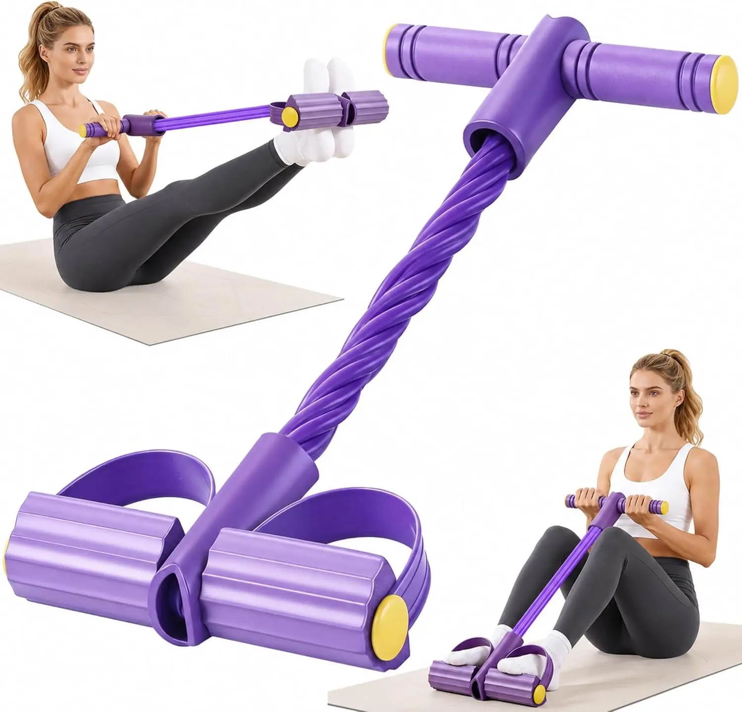 Multifunctional Foot-Operated Resistance Band, Elastic Resistance Band Workout, Full-Body Workout for Your Home Gym, Sit-Ups, Yoga, Ab Workouts