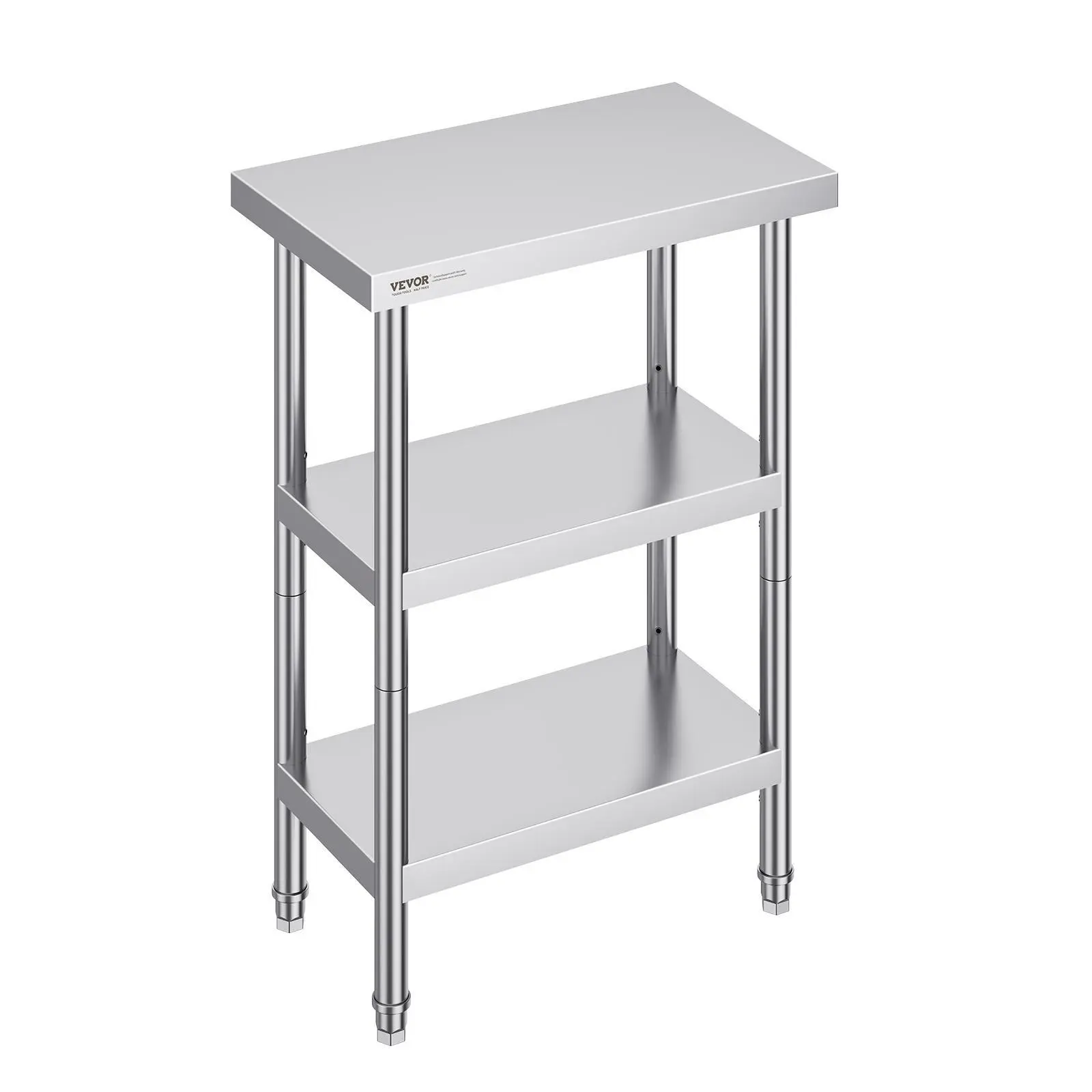VEVOR Stainless Steel Food Prep Table, 14 x 24 x 34 Inch Commercial Kitchen Worktable, with 2 Adjustable Undershelf, Heavy Duty Prep Table Metal Work Table for BBQ, Kitchen, Home, and Garage#BacktoSchool