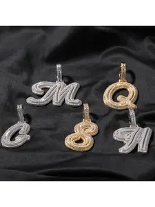 New Arrival Initials Single Cursive Letter Pendant Necklace Baguette Big Letter A-Z Birthday Gift Women Men Fashion Jewelry