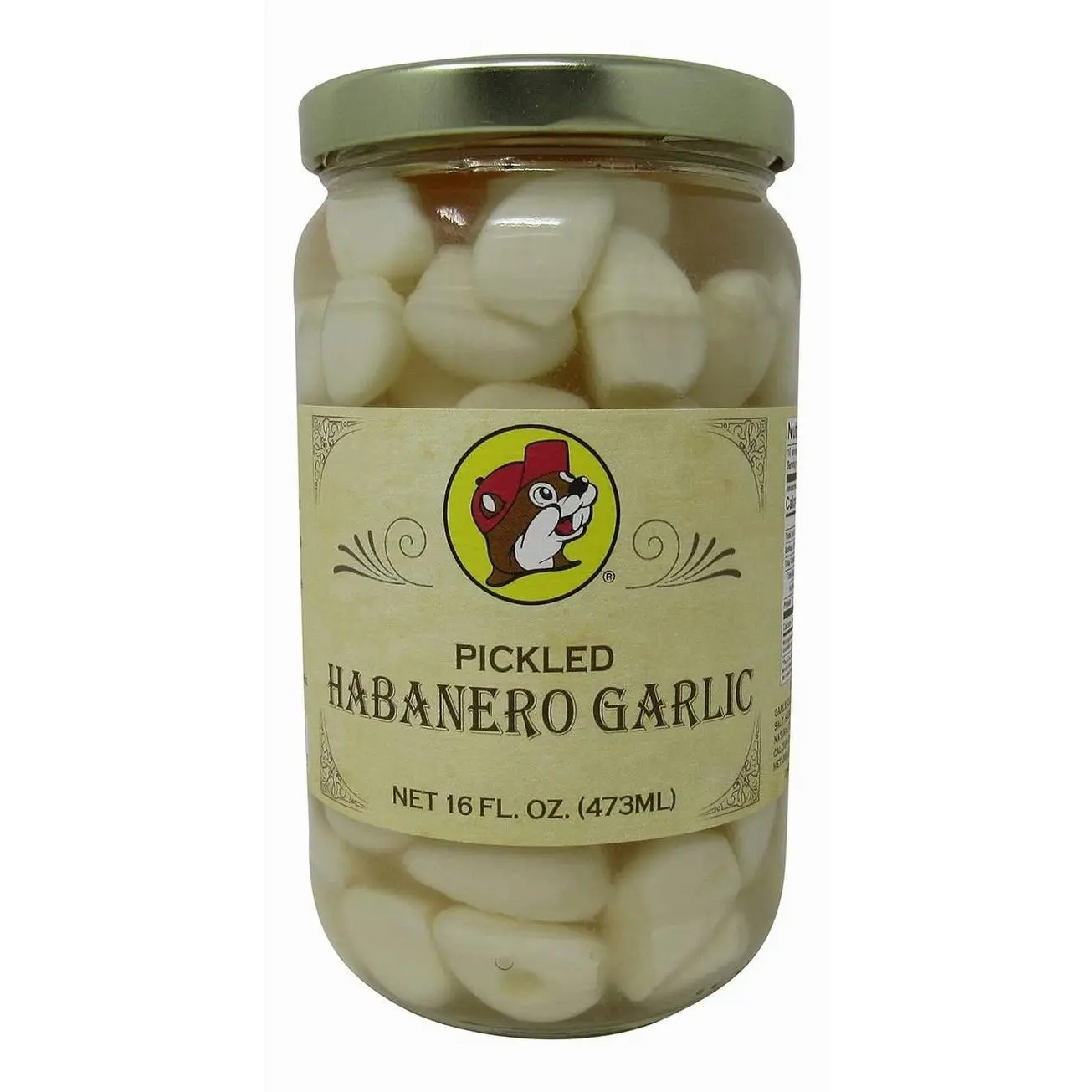 Buc-ee's Pickled Habanero Garlic in a Resealable Jar, Gluten Free, No High Fructose Corn Syrup, 16 Fl Ounces