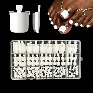 Glossy False Toenails, Fake Nails, 150 Pcs Full-Cover Short Square Press-On Acrylic Toe Nails, Artificial，15 Sizes Soft Gel False Toenail Extension,Full Cover Gel Acrylic for Salon X