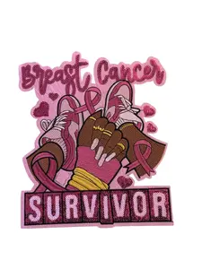 Breast Cancer Survivor Pink Sequins Embroidery Patch 8.0 x 9.25 in Support Awareness Statement Piece for Clothing Accessories