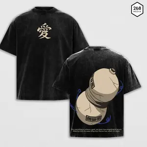 Gaara Sand Gourd Love Symbol Naruto Shippuden Manga Aesthetic Vintage Washed Hoodie & Tee Unisex Oversize Heavyweight Cotton T-shirt Gift For Anime Fan