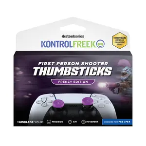 KontrolFreek FPS Freek Frenzy for PlayStation 5 (PS5) and PlayStation 4 (PS4) Controller | 2 Performance Thumbsticks | 1 High-Rise, 1 Mid-Rise | Purple/Black