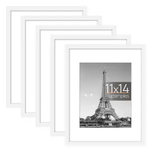 upsimples 5 PACK 11x14 Matted to 8x10 Gallery Wall Picture Frame, White Photo Frames