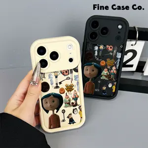 Coraline Inspired Cartoon Girl Doodle Art Pattern Soft TPU Phone Case Compatible with iPhone 17 Pro iPhone 16 Pro Max 15 Plus 14 Pro 13 12 11 XS Max XR and Samsung Galaxy S25 Ultra S24 Plus S23 | Shockproof Protective Cute and Creative Design