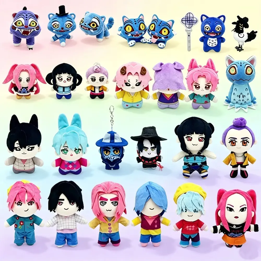 hot New hot Anime Hunters Plush Cute Purple Tiger Black Hat Magpie With 3 Eyes Monster Hunt Girl Group Stuffed For Fans Gifts