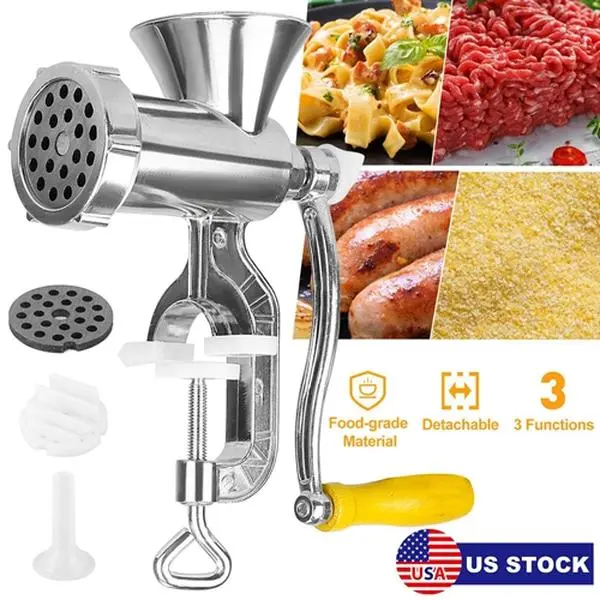 Heavy Duty Handheld Manual Meat Grinder, Meat Shredder, Hand-Operated Mincer, Sausage Maker & Noodle Maker for Pork, Beef, Pepper (Household Kitchen Specialty Appliance), Meat Shredder Handheld