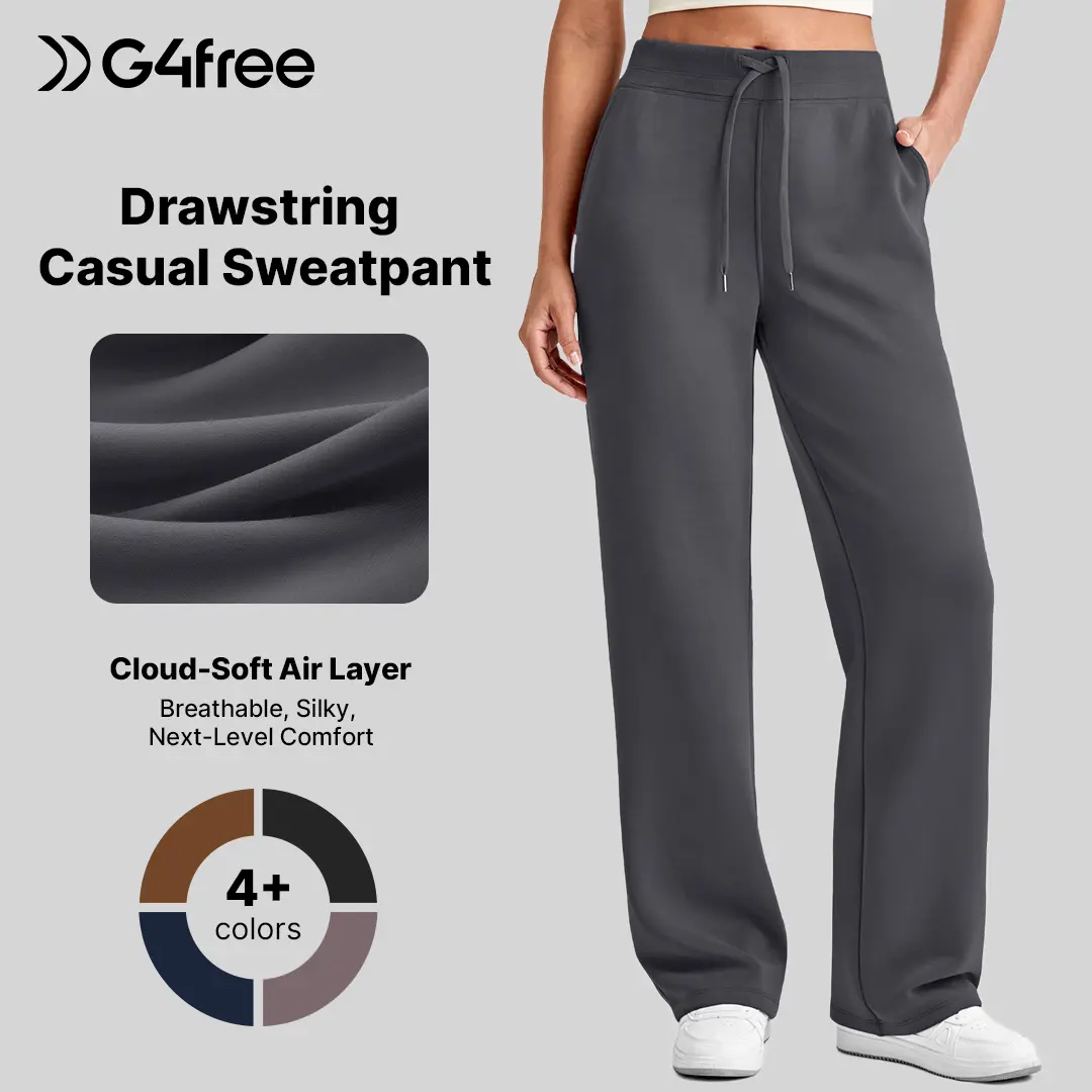 G4Free Smoofit Women Modal Soft Wide Leg Sweatpants Drawstring Casual Lounge Dress Pants with Pockets Petite/Regular/Tall