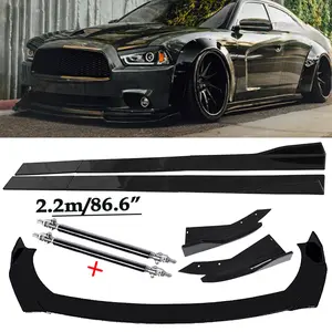 Front Bumper Lip Spoiler Splitter Glossy Black Extension For Dodge Charger R/T