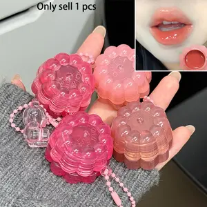 Jelly Gloss Sweetheart Lip and Cheek Gel with Water-Glowy Finish, Bear Pendant Design, Formaldehyde Free Balm for All Skin Tones