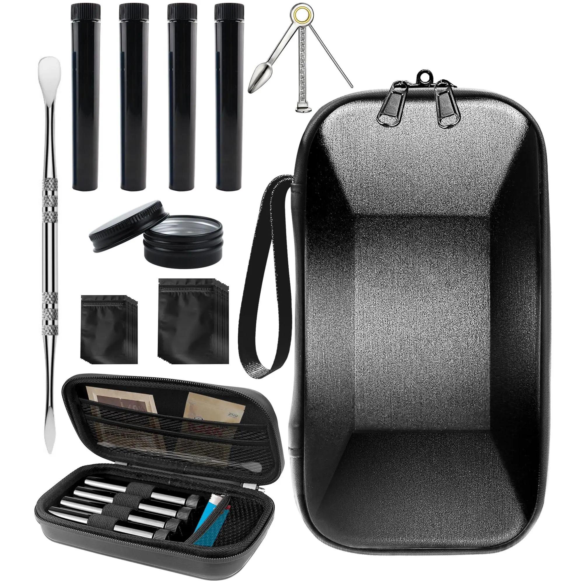 Smell Proof Box All In One  Stylish Case Travel-friendly Discreet Air Tight Containers Waterproof Scentproof Gifts Black