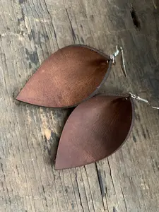 Rustic Nubuck Brown Leather Earrings