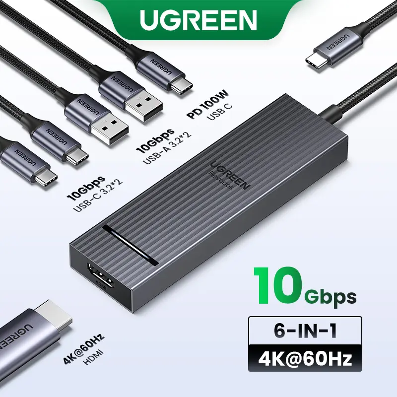 UGREEN Revodok Pro USB-C Hub 6 in 1 10Gbps 4K 60Hz HDMI, 100W Power Delivery for MacBook Pro/Air, iPad Pro-September Restock，TikTokShopBlackFriday ,TikTokShopHolidayHaul summerwins