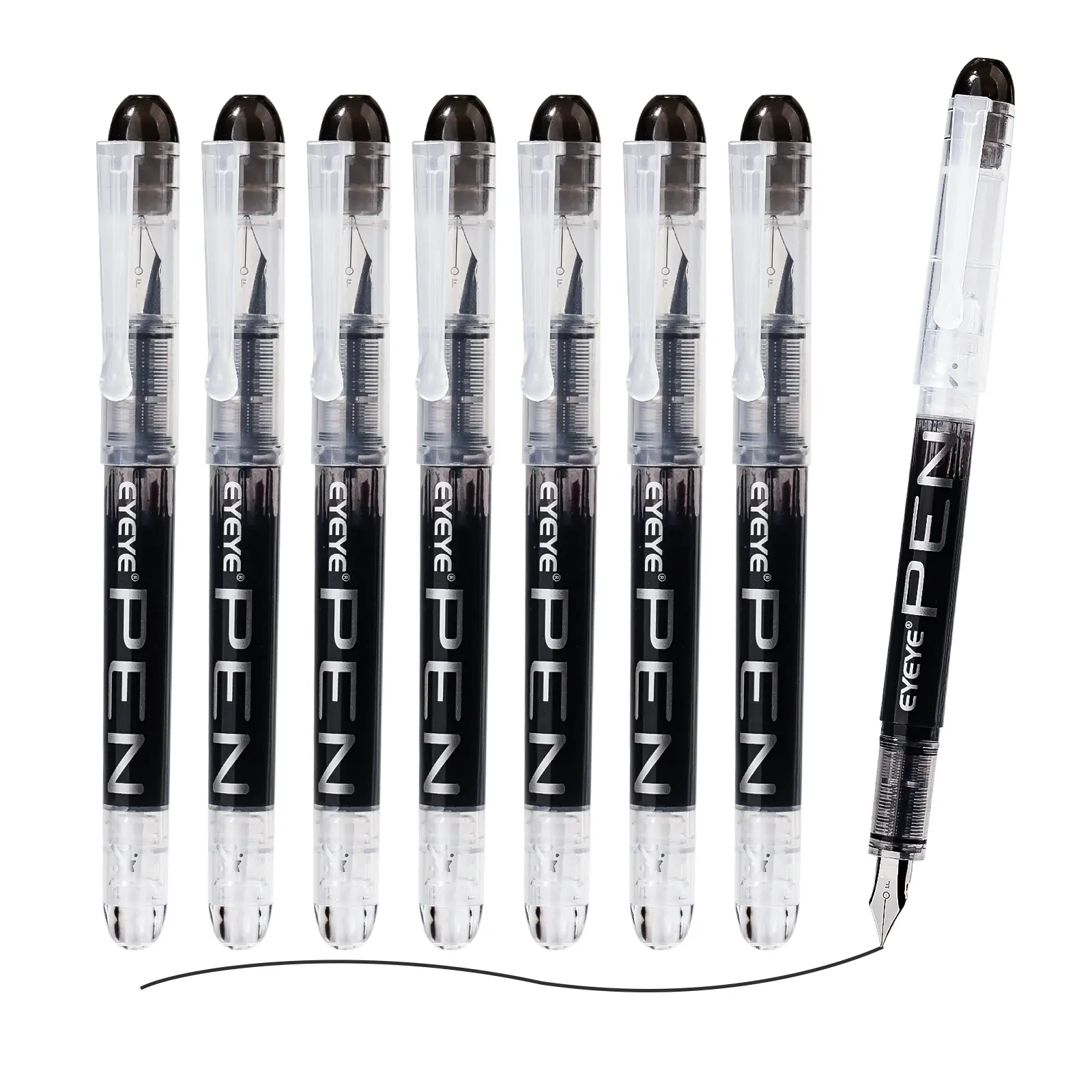 EYEYE Disposable Fountain Pens, 8 Pack Fine Point Stainless Steel Nib, Ink-Visible Smooth Writing Tool for Calligraphy & Office Supplies, Office Accessories, Father's Day Gift summerwins,summerwins,back to school,back to school shopping