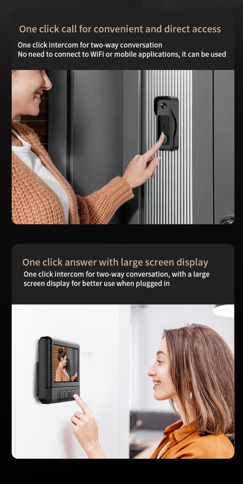 2026 Upgraded New X6-F Wireless Doorbell Camera, Rechargeable Visual Doorbell, No App, No Monthly Fees,Home Security Doorbell with Night Vision, Safety Intercom for Privacy, Alarm, Sensor,waterproof
