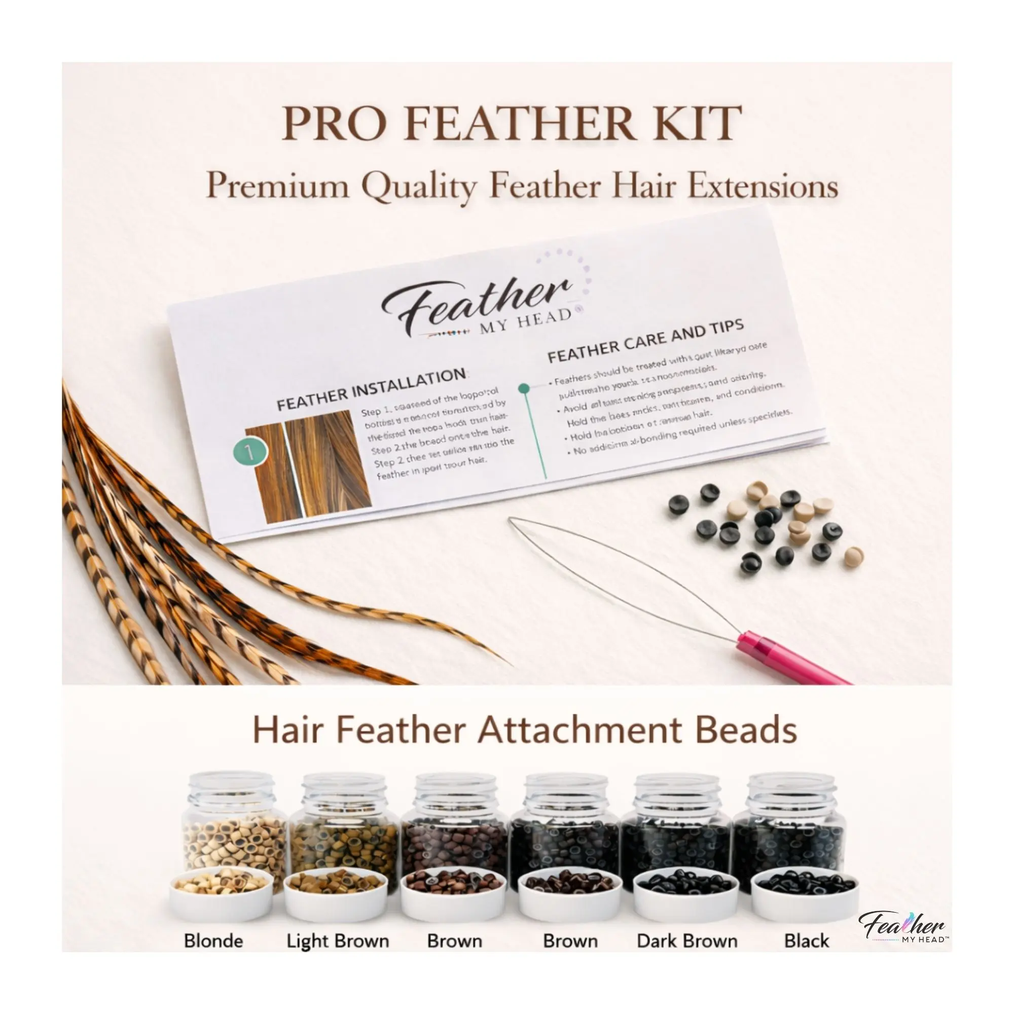 Feather My Head DIY Hair Feather Installation Kit – Micro Beads & Tool Set