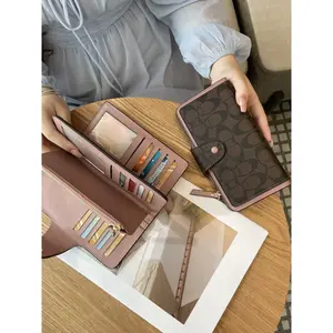 Elegant Vintage Women's Long Wallet, Three-Fold Multi-Card Slots Credit Card Handbag, Zipper Closure Phone Purse