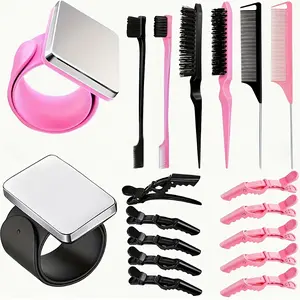18-piece set: magnetic wrist tool for updo hairstyles, silicone hair clips, styling section tools, alligator clips, salon-specific hairstyling clips, positioning clips for curling/dyeing, bangs clip