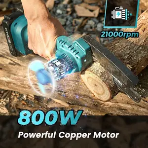 Mini Chainsaw 6 Inch,800W Brushless Motor Electric Chainsaw Cordless with 2000mAh Batteries, Small Chainsaw Battery Powered for Tree Branches Trimming Wood Cutting