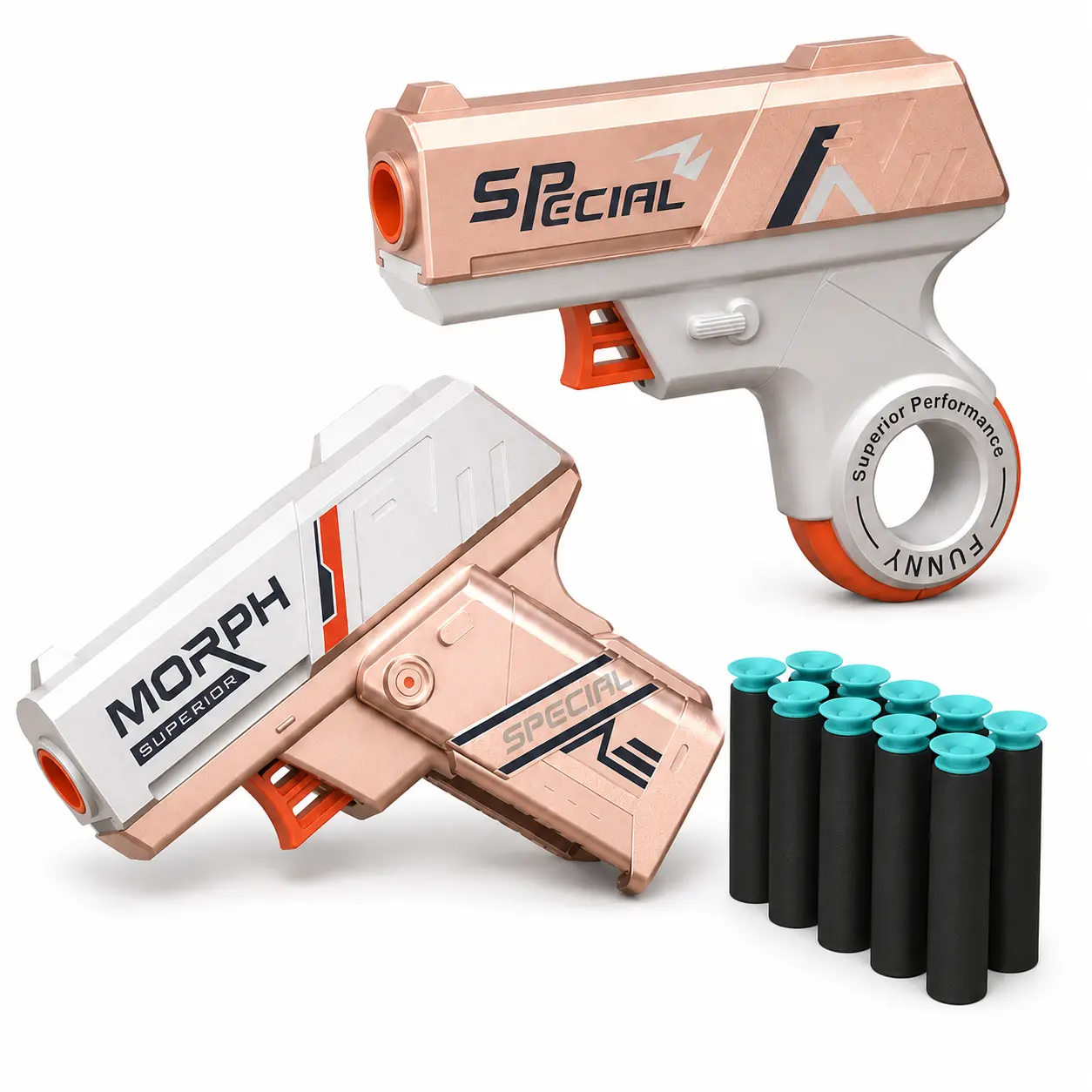 2 Pack Mini Foam Dart Blaster Set, Foldable & Spinner soft   bullet  Toy Launchers with 12 Suction Foam Darts, Pocket-Size Indoor Target Game, Gifts for Kids Ages 6+
