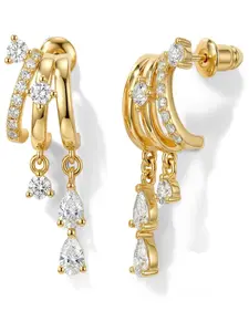 Stackable Earrings Women Gold Chain Pendant Earrings Cute Statement Square Zircon Studs Fashion Elegant Jewelry Gift