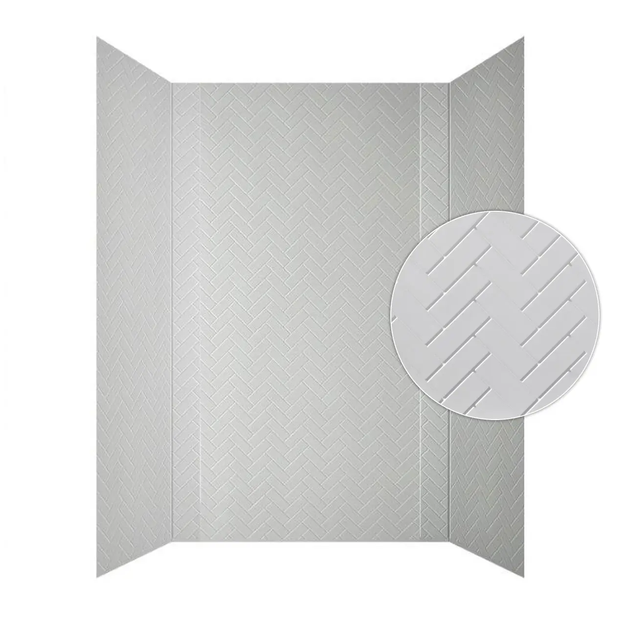From Plain To Beautiful In Hours Herringbone Tile 60 in. W x 96 in. H x 42 in. D Three piece Glue-Up PVC Tub Surrounds Wall Panels