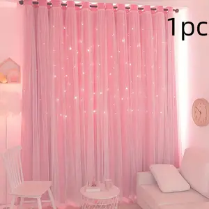 Princess-Style Star Double-Layer Blackout, Insulating UV-Blocking Design for Living Room and Bedroom, Home Decor, Home Decoration Curtain