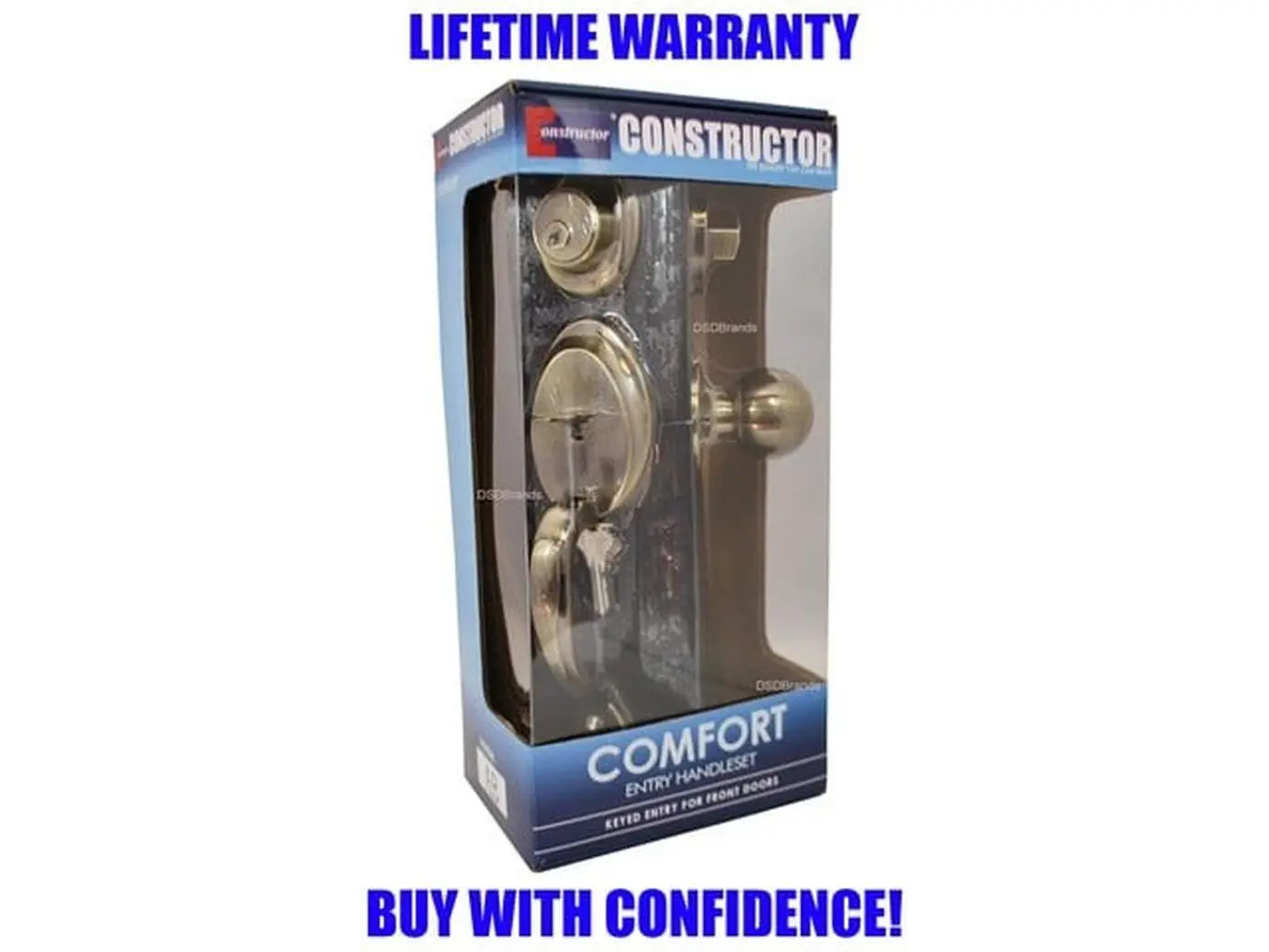 Constructor Comfort Entry Lock Set with Door Lever Handle, Antique Bronze, 1 3/8" Fits 1 3/8" Backsets 2 3/4" Thick Doors 1 3/4", 6" H X 17" W X 8" L