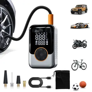 Cordless Tire Inflator with Digital Display - Rechargeable Portable Air Compressor for Car, Motorcycle, Bike & Balls | 19L/Min Fast Inflation, Auto-Stop