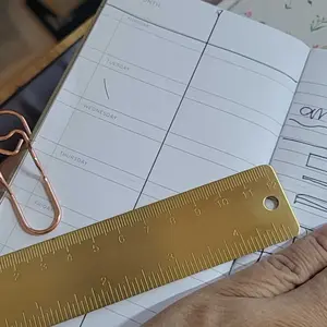 Dual Scale Brass Ruler for Edc Tools, Vintage Bookmark with Portable, Durable and Versatile Design, Ideal for Crafting and Measuring
