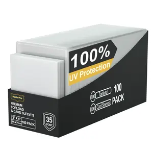 3" x 4" Trading Card Toploaders and Soft Card Sleeves Bundle(200 Count), 35PT Full UV-Resistant Hard Plastic Card Holder, Rigid Card Protectors for MTG TCG Game Sports Cards(100 Top Loaders + 100 Clear Sleeves with PP Box)