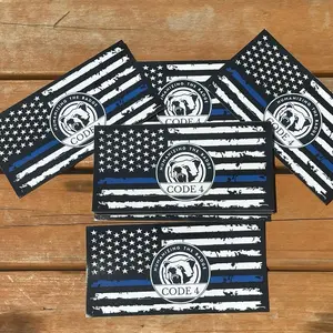 CODE 4 – Humanizing the Badge (FREE RED CARD) Thin Blue Line Decal  Bumper Decal for Police Support Car & Truck Decoration