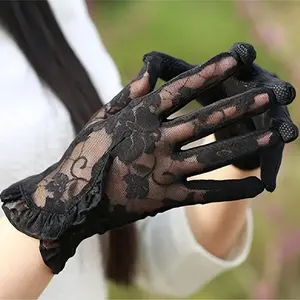 Women's Thin Sunscreen Touch Screen Gloves, Breathable Short Driving Mittens, Long High-End Lace Design, Stylish & Functional Touchscreen Gloves