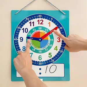 Educational Dry Erase Teaching Clock Without Real Time, Easy-To-Read Toy for Kids Learning Time, Classroom and Home School Supplies