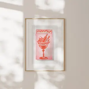 Matchbox Art, New York Matchbox Art, New York Print, Bar Cart Art, Manhattan Matchbox Art Print, Room Decor, Unframed