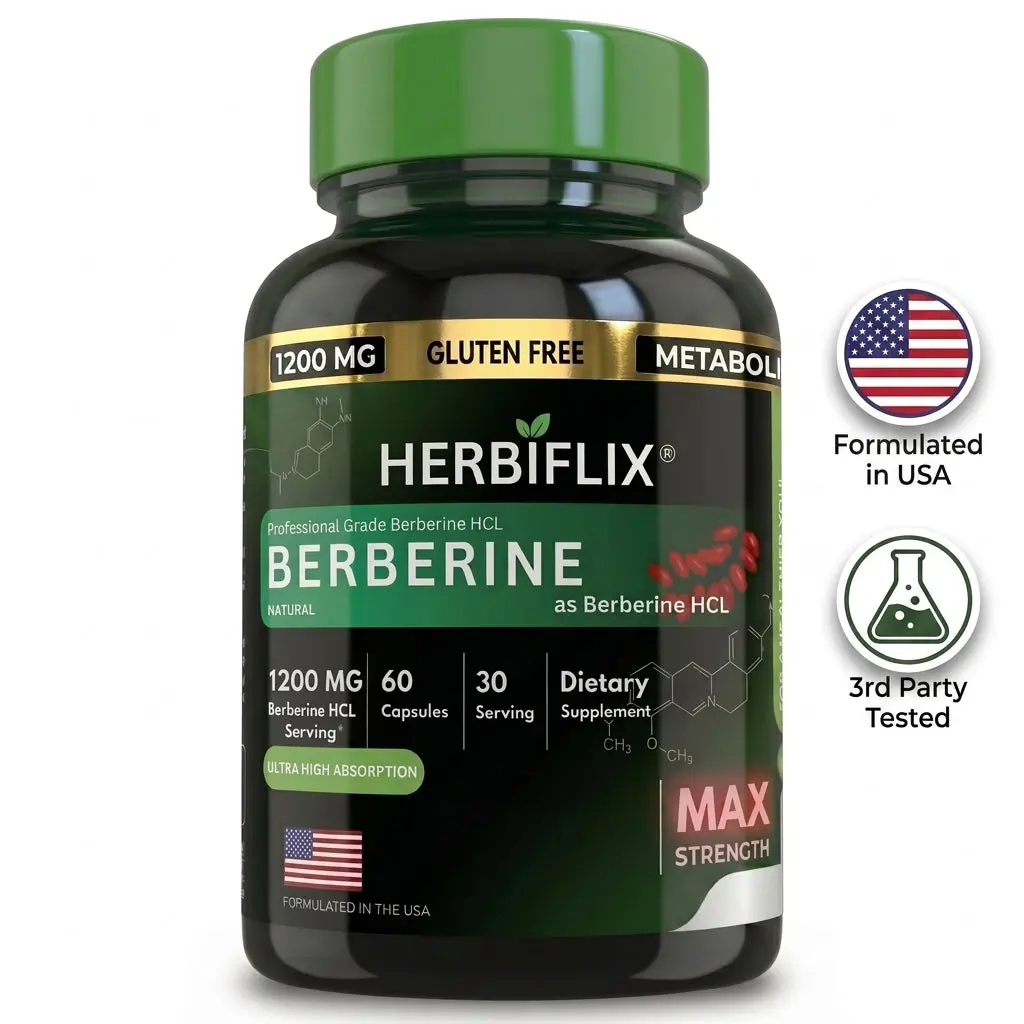 Herbiflix Berberine HCL 1200mg - 60 Vegan Capsules