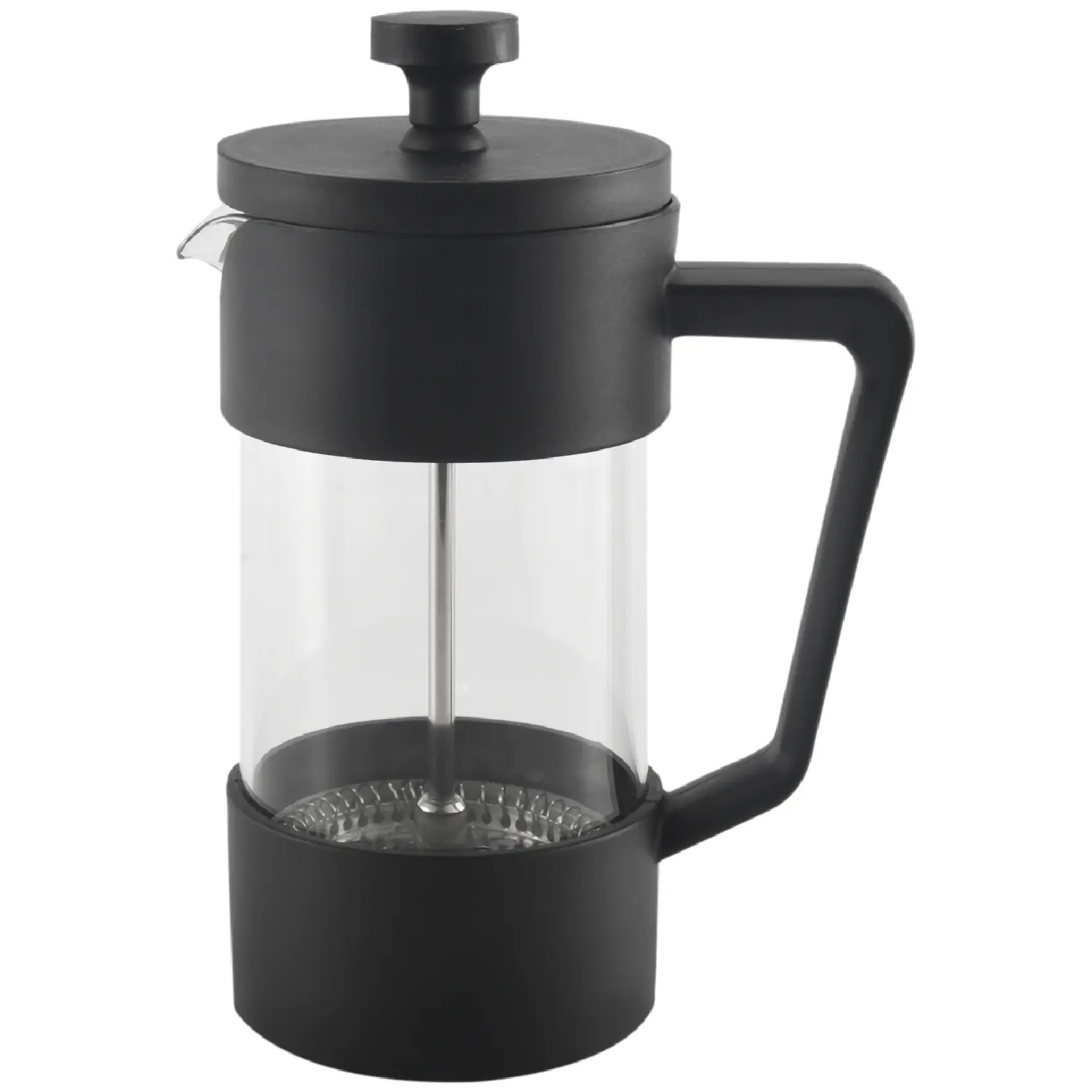 Borosilicate Glass French Press Coffee & Tea Pot (7x17x12cm) - Thick, Heat Resistant, Rust-Free, Dishwasher Safe, Filter-Included, Quiet Plunge, Easy to Clean, Disassemblable Black Household Appliance for Coffee/Tea Lovers