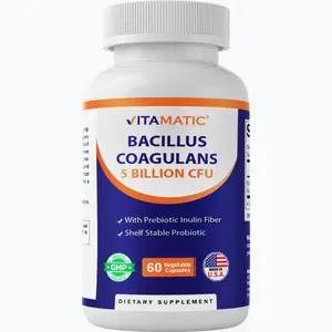 Vitamatic Bacillus Coagulans Shelf-Stable Probiotic & Prebiotic Fiber Dietary Supplement Capsules - Survives Stomach Acids, Supports GI Digestive Health, Immune Function - 60 Vegetable Capsules