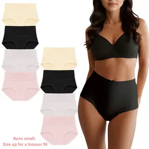 Women's Cotton Underwear Multipack 8Pcs/4Pcs, High Waisted Full Coverage Ladies Panties, Soft Breathable Briefs Womenswear for Women Daily Wear All Seasons, Regular and Plus Size M-XXL