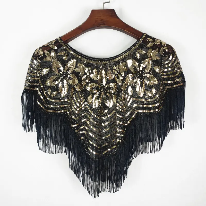 Sparkle Shawl Tassel Women's Summer Lightweight Sun Protection Dress Blouse Net Embroidery Bead Outerwear