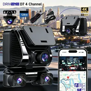 4K 4-Channel Dash Cam with 360° View | DRIVEYE Voice Control, 5GHz WiFi, GPS, Night Vision, 24H Parking Mode, G-Sensor | Includes 128GB SD Card