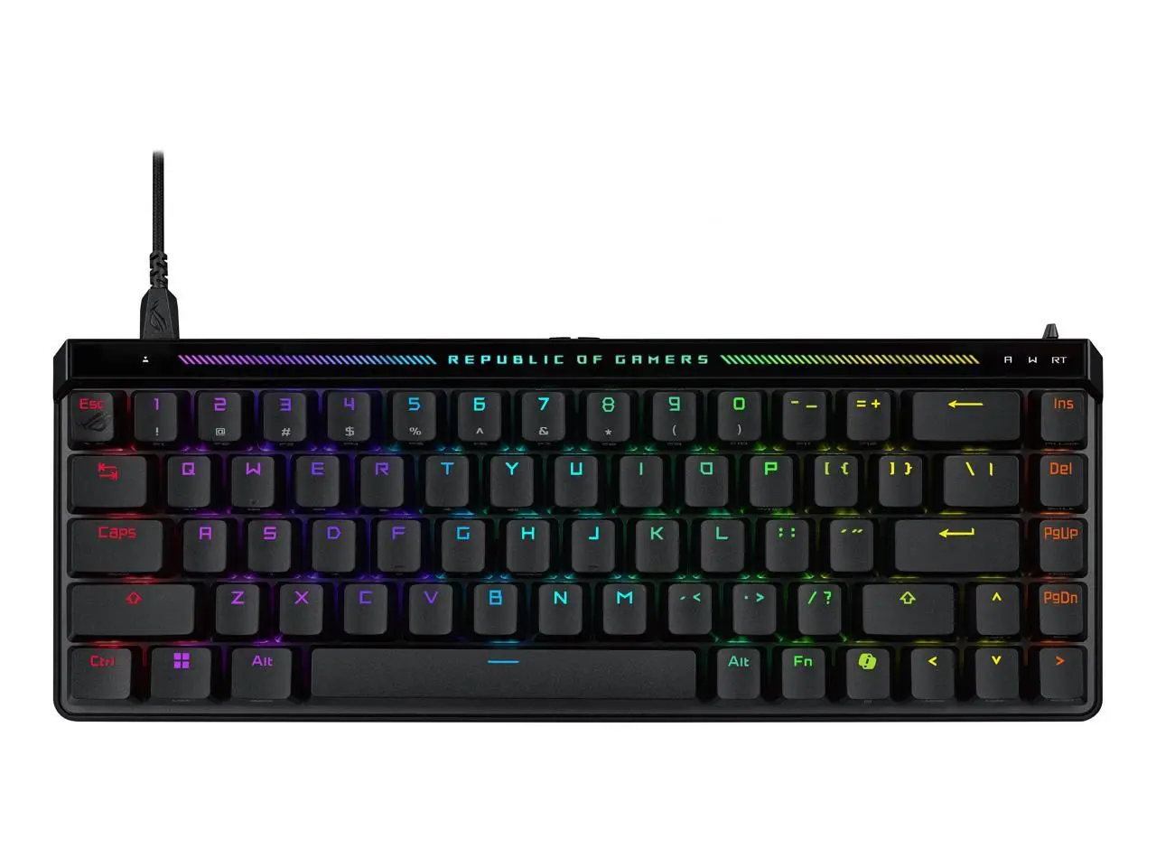ASUS ROG Falchion Ace HFX 65% compact gaming keyboard - ROG HFX magnetic switches, 8000Hz polling rate, three-layer dampening foam, silicone gasket mount, interactive touch panel, dual USB-C® ports